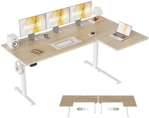 Agilestic 63 * 35 Inch Reversible L Shaped Electric Standing Desk, Maple by Agilestic