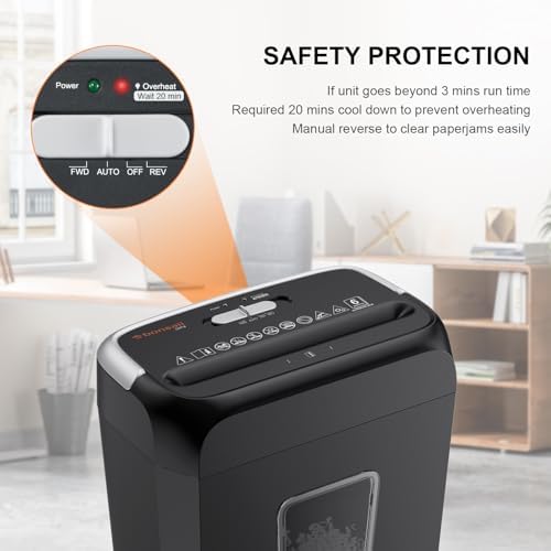 Bonsaii 6 Sheet Crosscut C237-B Paper Shredder for Home Office Use & 24 Pack Lubricant Sheets - Image 5