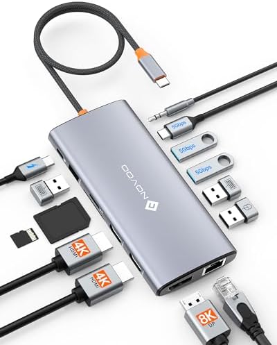 NOVOO 14 in 1 Docking Station Dual Monitor with Thunderbolt 3 to 4K HDMI by NOVOO-ForYourHomeOffice