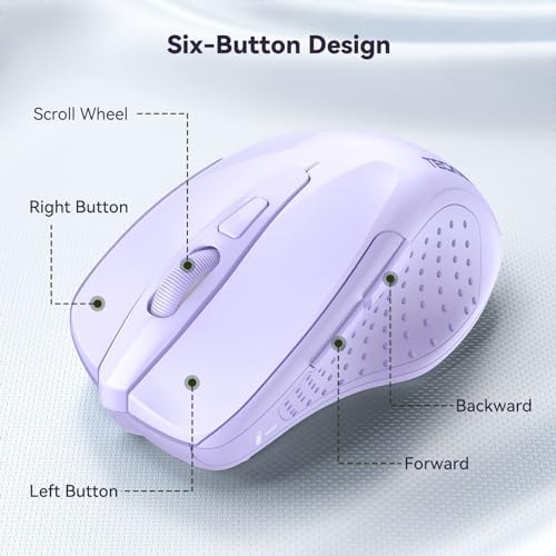 TECKNET Wireless Mouse, 2.4G Ergonomic Computer Mouse, 2600 DPI, Lavender - Image 6