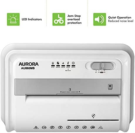 Aurora High-Security 8-Sheet Micro-Cut Paper, CD/DVD and Credit Card Shredder, White/Gray - Image 5
