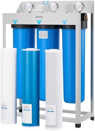 VEVOR Whole House Water Filter System, 3-Stage | Sediment, IMR, CTO | 4.5" x 20" Home Water Purifier Filter Reduce Iron, Manganese, Chlorine, Bad Taste, Odor, Rust by VEVOR