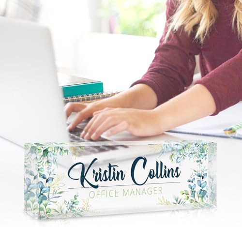 Custom Name Plate for Desk, Personalized Desk Name Plate on Clear Acrylic Glass, Appreciation Gifts for Teacher Employee Boss Coworkers Nurse, Office Desk Accessories for Women Men (Chartreuse) - Image 3