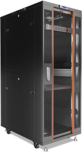 Sysracks 37U Floor Standing Rack Mount Server 39" Depth Deep Network Cabinet, Server Rack with Fan, Removable Side Panels, Locking Glass Door Computer Cabinet Enclosure Network Rack Case SRF 37.6.10 by SYSRACKS