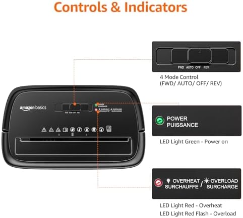 Amazon Basics 12-Sheet Cross-Cut Paper and Credit Card Shredder with Overheat Protection, Black (New Model) - Image 4