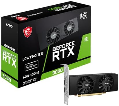MSI GeForce RTX 3050 LP 6G OC Gaming Graphics Card - 6GB GDDR6, 1492 MHz, PCI Express Gen 4, 96-bit, 1x DP (v1.4a), 2X HDMI 2.1 (Supports 4K) by Unknown
