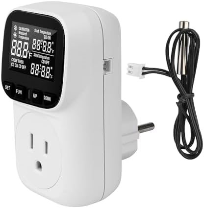 Diymore Digital Temperature Controller Outlet - Precise Heating/Cooling Control for Greenhouse, RV & Incubator (5A/1800W, -40°F to 210°F) by diymore