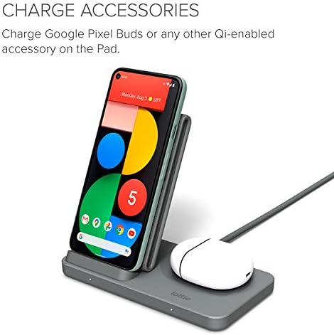 iOttie iON Wireless Duo CERTIFIED BY GOOGLE 15W Stand + 5W Pad Qi-Certified Charger | Compatible with Google, Google Pixel, Pixel Buds | Includes Power Cable & Adapter | Dark Grey - Image 3
