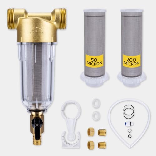 Aquaboon 3/4" Spin-Down Sediment Filter for Well Water, Reusable Pre-Filter, 50 & 200 Micron, Heavy-Duty for Home & Commercial Use, Easy to Clean, Extends Unit Life by Aquaboon