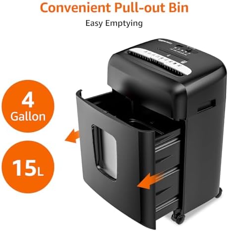 Amazon Basics High Security Micro Cut Paper Shredder, 8 Sheet Capacity, CD and Credit Card Shredder with Pull Out Bin, Black - Image 6