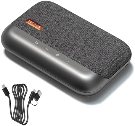 NUROUM A05U USB Conference Speaker and Microphone, Wired Speakerphone, 360° Noise Cancelling Voice Pickup, Stability, Lightweight, for Home Office/PC/Laptop/Destop/Group Meetings by Nuroum