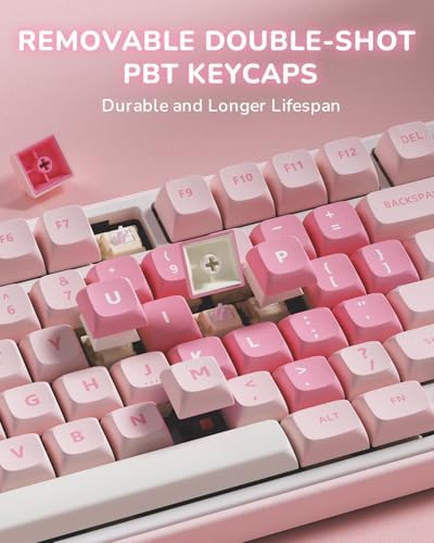 RK ROYAL KLUDGE R75 Wireless Mechanical Keyboard, 75% Percent Custom Gaming Keyboard Gasket Mount RGB Backlit with Knob & PBT Keycaps, BT5.1/2.4GHz/USB-C, Hot Swappable Cream Switch - Image 7