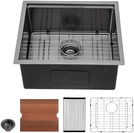 Sarlai 21 Black Undermount Sink 21"x19" Bar Pre Sinks Workstation Stainless by Sarlai