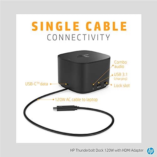 HP Thunderbolt Dock 120W with HDMI Adapter, Universal USB-C Docking Station, One Cable, Multiple Connections, with a Single USB-C™ Cable Connection to Any Brand Laptop (6HP48AA#ABL) - Image 2
