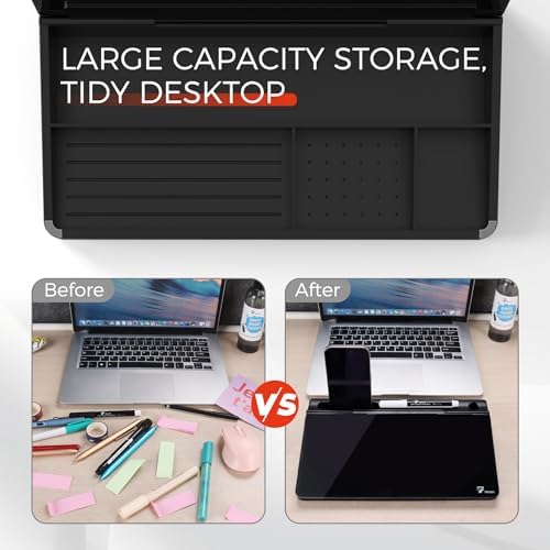 TOWON Compact Glass Desktop Whiteboard with Storage 12x7 in, Black - Image 5