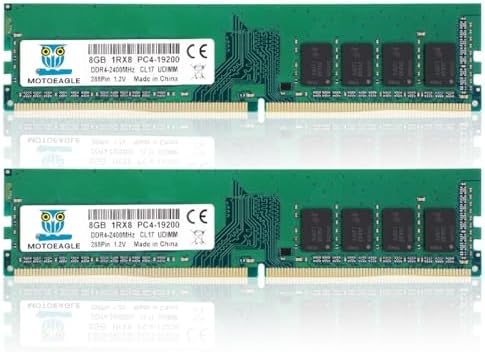 16GB DDR4 RAM 2x8GB 2400 MHz UDIMM 1RX8 PC4-19200 DDR4-2400T CL17 DIMM Non-ECC Desktop Memory KIT by motoeagle