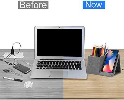 COSOOS Fast Wireless Charger with Desk Organizer, Desk Phone Charger Compatible with 12/12 Pro/12 Pro Max/12 Mini/SE /11/11 Pro Max/XS, Galaxy S20/S20+/S10/Note 10/Note 9/(No AC Adapter) - Image 2