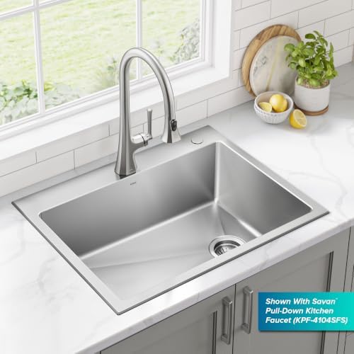 KRAUS Fairlane 28 in Drop In Single Bowl Stainless Steel Kitchen Sink - Image 2
