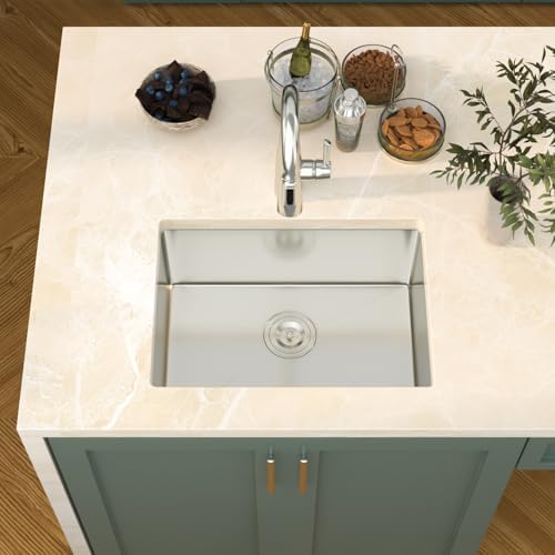 Mocoloo 22 Inch Undermount Bar Sink - 22" x 16" Small Kitchen Sink T304 Stainless Steel Handmade Single Bowl Round Corner Under Counter Wet Bar Sink for Kitchen Prep & RV - Image 4