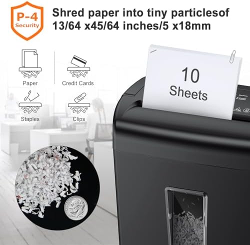 Bonsaii 10-Sheet Heavy Duty Cross Cut Paper Shredder for Home Office - Image 3