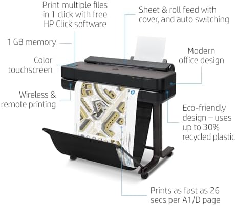 HP DesignJet T650 Large Format 36-inch Plotter Printer, Includes 2-Year Onsite Warranty Support (5HB10T) - New Model - Image 2