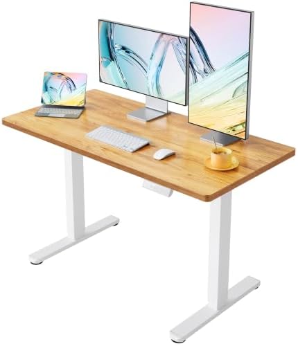 HUANUO 43x24 Inch Electric Standing Desk, Adjustable, Light Vintage Brown by HUANUO
