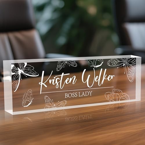 Personalized Desk Name Plates, Acrylic Engraved Name Plate for Desk, Custom Office Gifts & Desk Decor for Women Men, Employee Appreciation Gifts for Boss Teacher Nurse by EOBIBIFUN