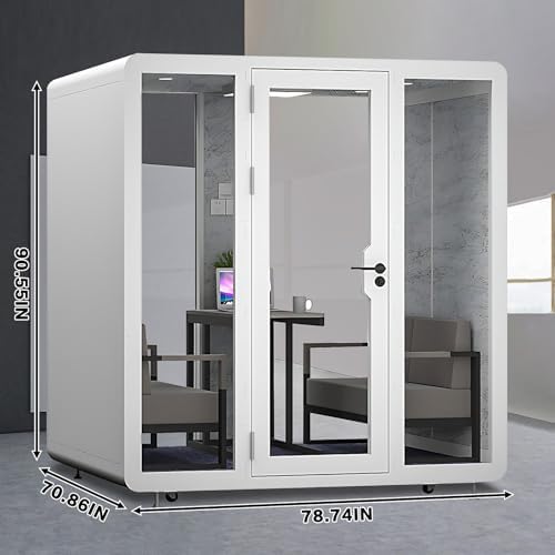 Office Sound Booth with Audio Privacy - Portable Soundproof Booth Includes White Modern Syle,Movable Room with Light,Fans, Socket for Singing Room, Study (78.74'') - Image 2