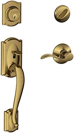 SCHLAGE Camelot Single Cylinder Handleset and Right Hand Accent Lever, Antique Brass (F60 CAM 609 Acc RH) by Unknown