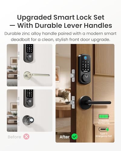 DESLOC B200 Fingerprint Smart Lock with 2 Elegant Round Lever Handles - Image 2