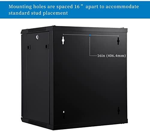 RackPath 12U Wall Mount Server Cabinet Network Rack Enclosure, Quiet Cooling Fan, Perforated Door, Black - Image 4