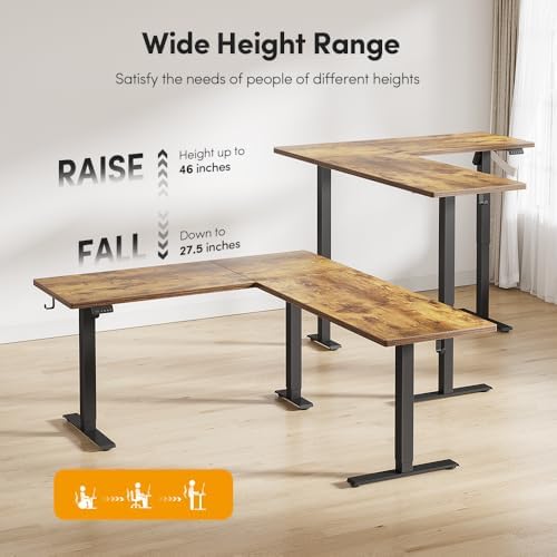 Cubiker 75 * 63" L Shaped Standing Desk, Reversible Corner Standing Desk, Suitable for Home Office, Rustic Brown - Image 5