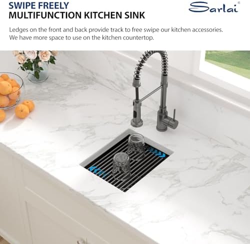 Sarlai 12 Black Bar Sink 12 x 15 Inch Undermount Workstation Bar Prep Sinks - Image 5
