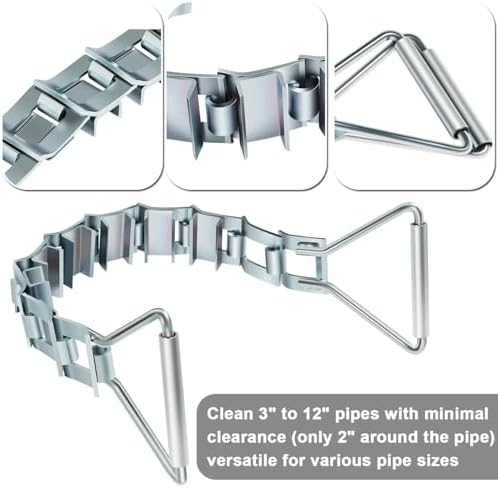 33" Steel Pipe Descaler for 3"-12" Pipes,DS12 Zinc-Plated Steel Scale Remover Tool for Removing Scale, Dirt, and Corrosion from Pipe Surface,2" Clearance Needed - Image 4