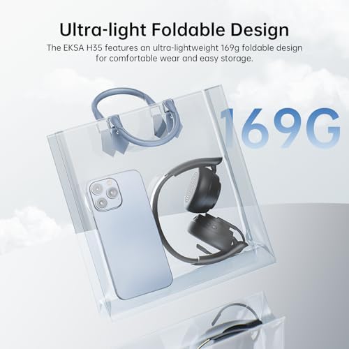 EKSA H35 Wireless Headset with Mic for Work, Bluetooth 5.4 Headphones with AI Noise-Canceling Microphone, 25H Playtime & Mic Mute,169g On Ear Headphones for Trucker/Remote Work/Call Center/Office - Image 4