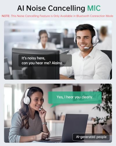 AOC Wireless Headset with Mic for Work, AI Noise Cancelling, Bluetooth - Image 2