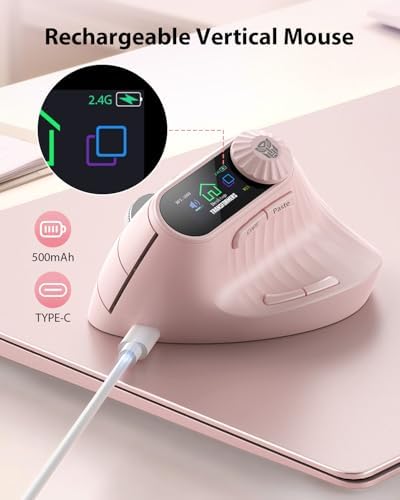 Transformers Vertical Ergonomic Mouse with LED Screen & Knob Control Pink - Image 7