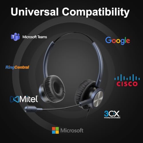 USB Headset with Noise Cancelling Microphone & Mic Mute, Stereo Computer Headphone for Call Center Office Business PC Softphone Calls Microsoft Teams Skype Chat, Clear Voice for Voice Recognition - Image 5