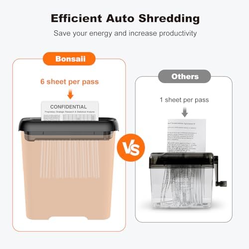 Bonsaii 6-Sheet Small Strip Cut Paper Shredder for Home,Without Basket - Image 6