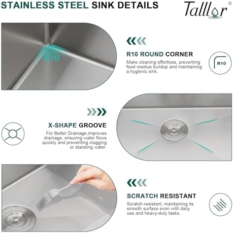 12" Undermount Bar Sink, 16 Gauge Stainless Steel Workstation Prep Sink with Cutting Board & Drain Strainer, Small Single Bowl Wet Bar Sinks for RV, Kitchen Island, Brushed Nickel #TLU-0018 - Image 5