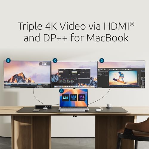 Kensington DisplayLink 4K Docking Station, Triple 4K for MacBook Pro/Air M1/M2/M3/M4, 14ports, 3xHDMI/3xDisplayPort,4xUSB A,2xUSB C 3.2, Ethernet, Audio, 100W PD (K33621NA) - Image 2