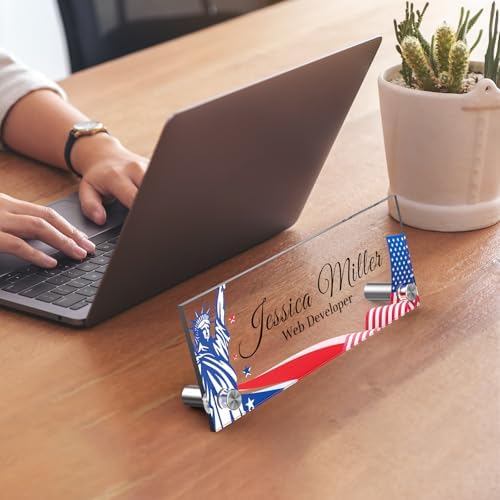 Personalized Acrylic Office Desk Name Plate with Standoff Barrels - Image 2