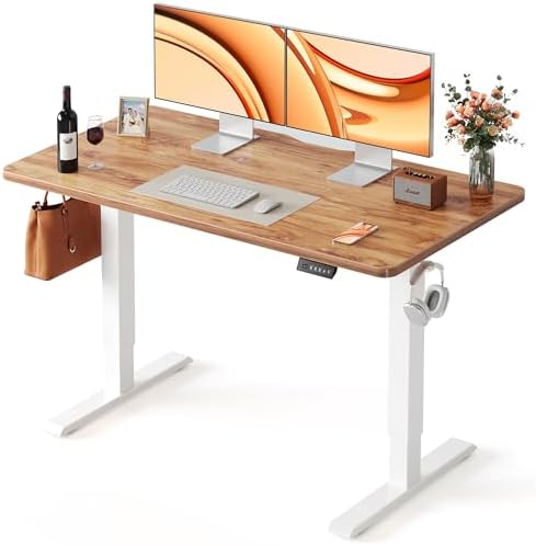 FEZIBO Standing Desk 55 × 24 Inch Electric Height Adjustable, Light Rustic by FEZIBO