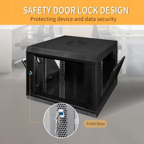9U Wall Mount Server Cabinet IT Network Rack Enclosure Lockable Glass Door Black - Image 3