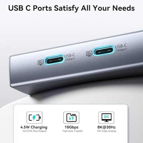 Docking Station Dual Monitor Adapter with USB C Hub Video 8K USB C Port 10G - Image 6