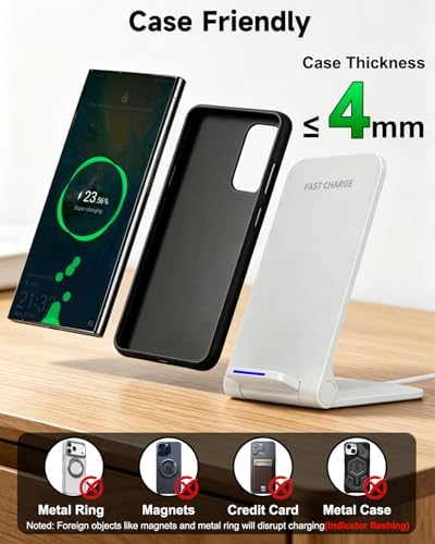 Wireless Charger Stand, Foldable, 15W Fast Wireless Charging Station Compatible with iPhone 17 16 15 14 13 12 Pro Max, Phone Charger Dock for Samsung Galaxy S26 S26+ S25 S24 S23 S22 Note 20 & Android - Image 6