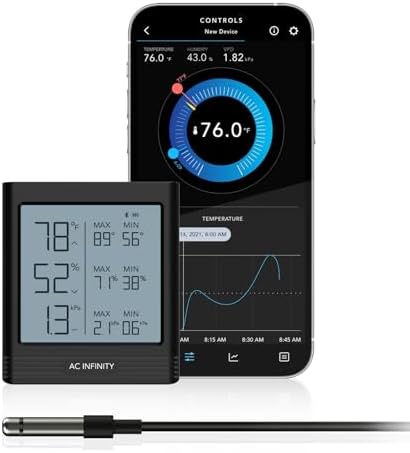 AC Infinity Temperature Humidity VPD Smart Hygrometer B1 w/ Bluetooth App by ACInfinity