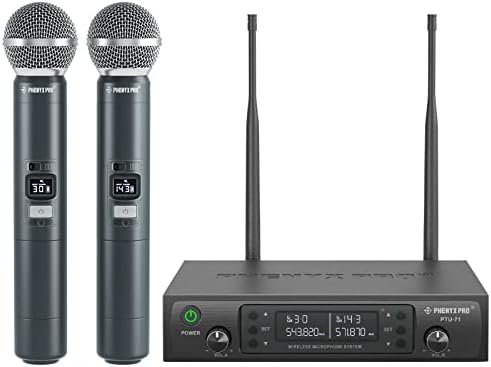 Phenyx Pro Dual UHF Auto Scan Handheld Wireless Microphone System PTU-71-2H by PhenyxPro