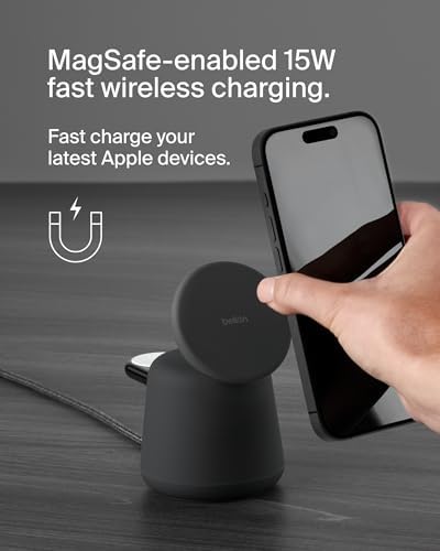 Belkin MagSafe 15W 2 in 1 Wireless Charging Dock, Fast Charger - Image 2