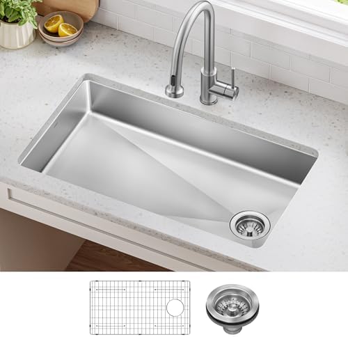 KRAUS Fairlane 33-inch ADA Compliant Undermount Single Bowl 18-Gauge Stainless Steel Kitchen Sink, KHU640-33-5.5 by Unknown